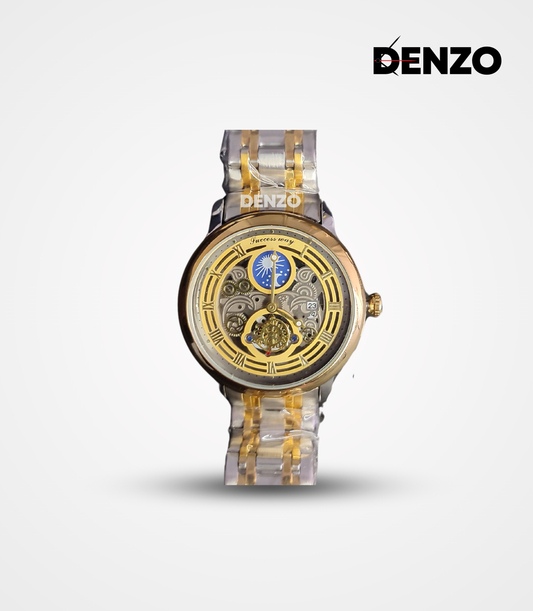 Premium Automatic Skeleton Gold Watch - Denzo