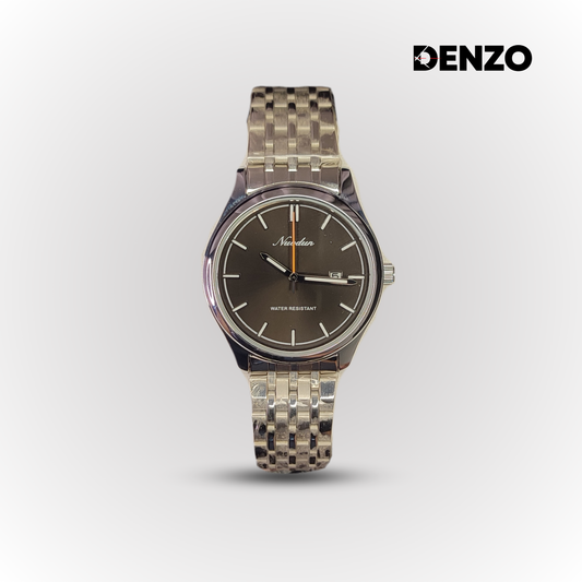 Premium Black Dial Watch with Silver Stainless steel Chain - Denzo