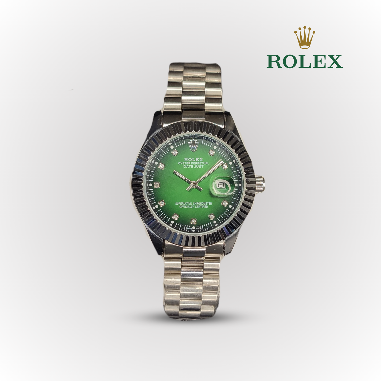 Rolex Oyster Perpetual Datejust Green Watch - Denzo Watches